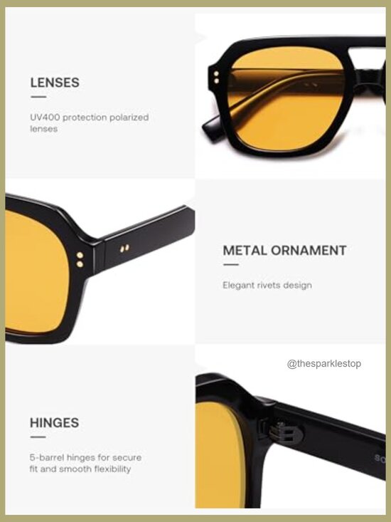 Retro Thick Polarized Aviator Sunglasses Large Bold Square Pilot Shades main image 7